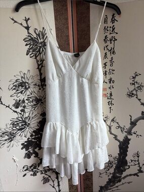Wild Fable White Tiered Ruffle Slip Dress
